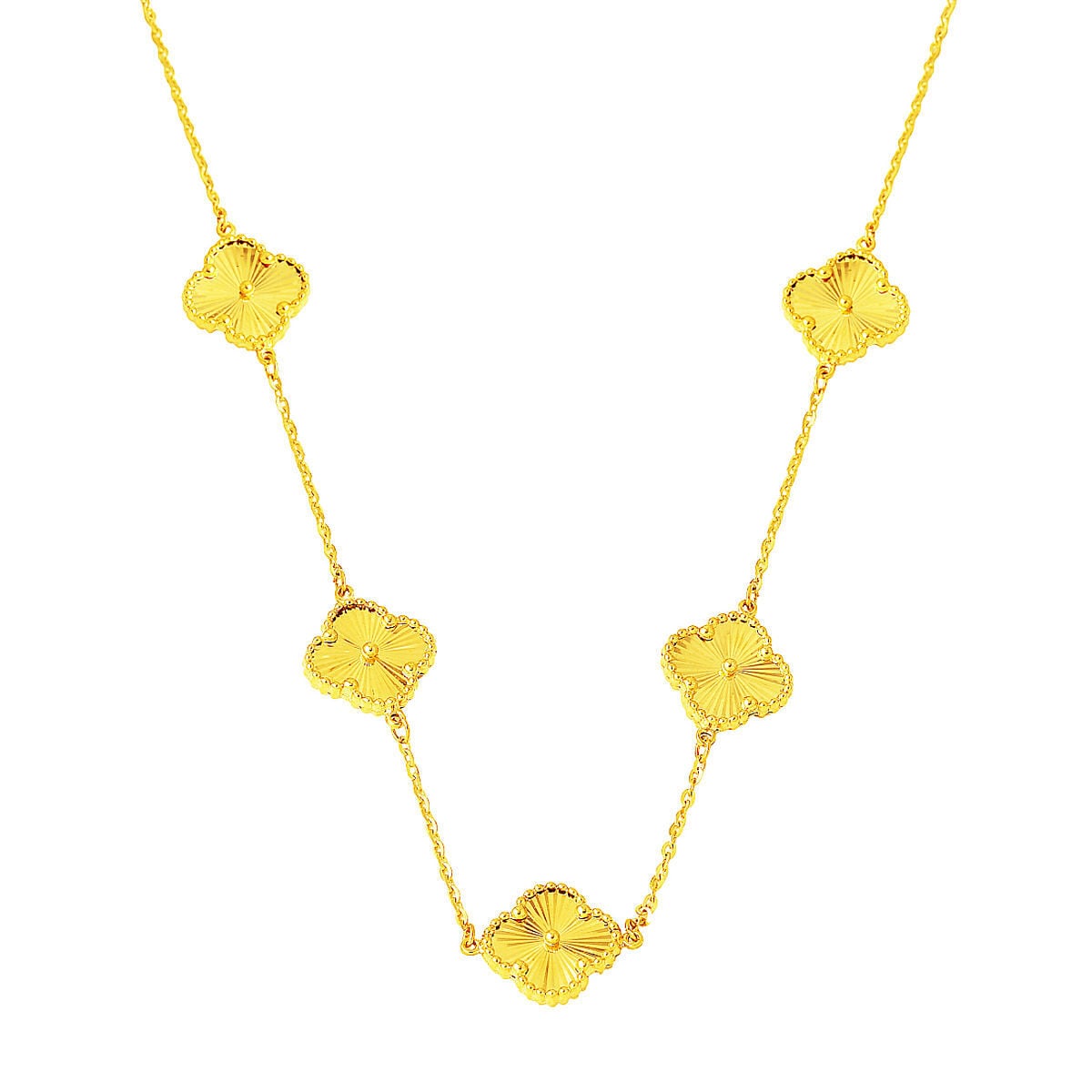 14K Yellow Gold Clover Necklace (5.97 g)