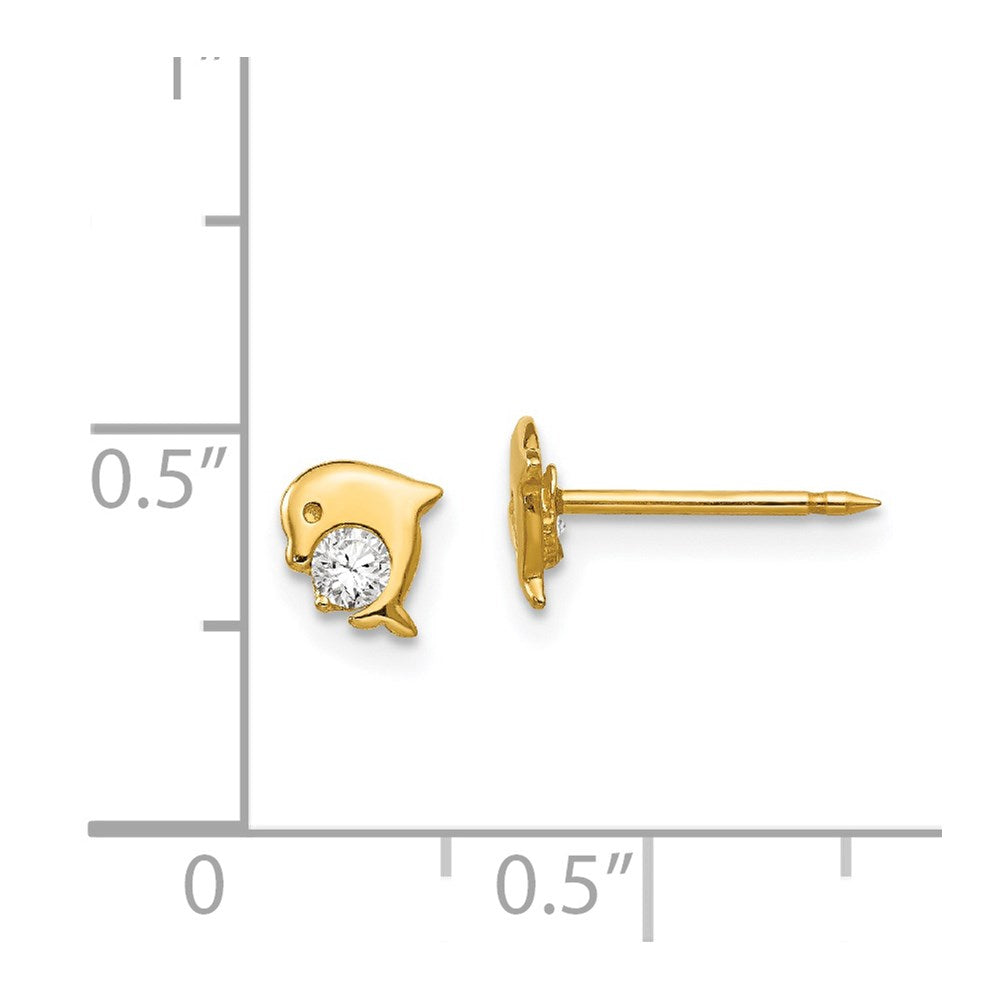 14K Yellow Gold Inverness Dolphin Cz Earrings
