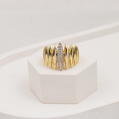 14K Yellow Gold Ellipse Cubic Zirconia Ring
