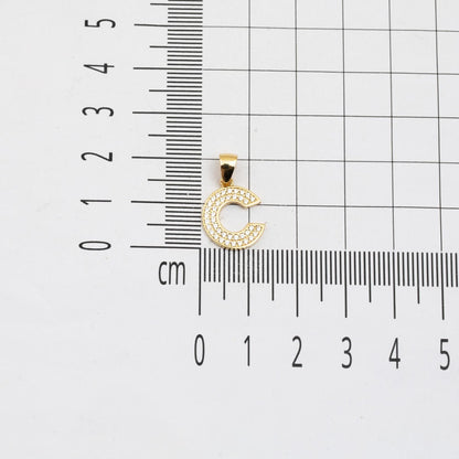 14K Yellow Gold Initial C Cubic Zirconia Pendant