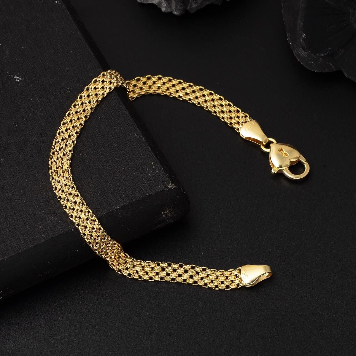 14K Yellow Gold Heart Lock Collar Necklace Bracelet Set