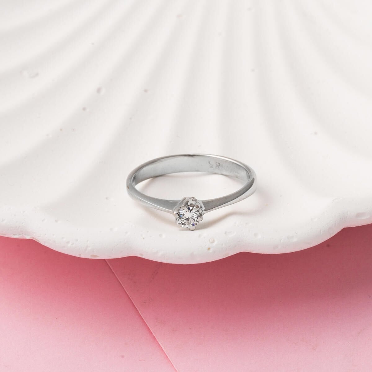 14K White Gold 0.15 Ct Six Prong Solitaire Diamond Ring