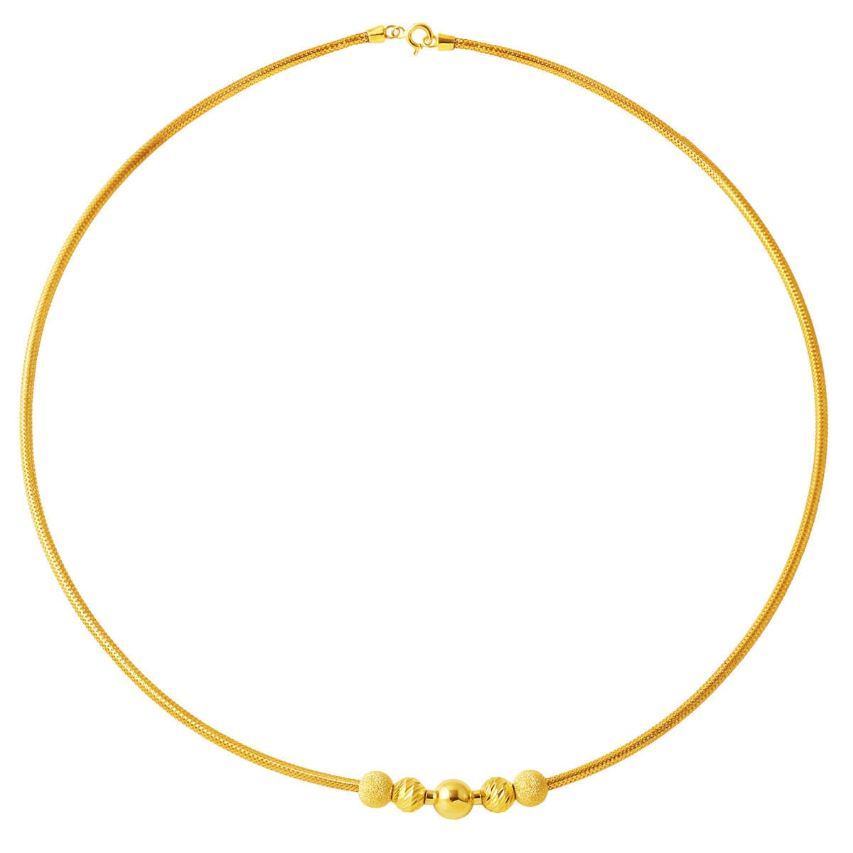 14K Yellow Gold Bead Italian Cylinder Necklace