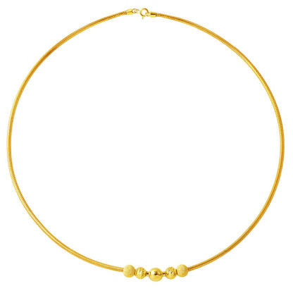 14K Yellow Gold Bead Italian Cylinder Necklace
