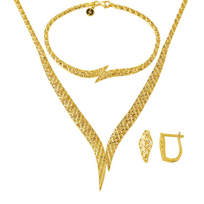 14K Yellow Gold Drop Design Bridal Set