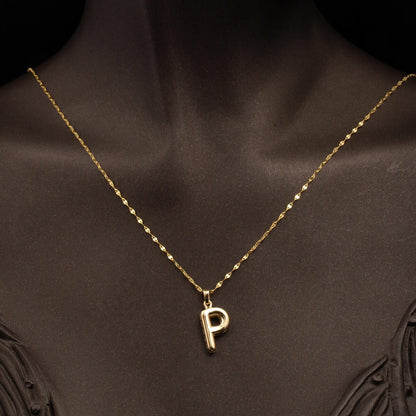 14K Yellow Gold Balloon Initial P Necklace