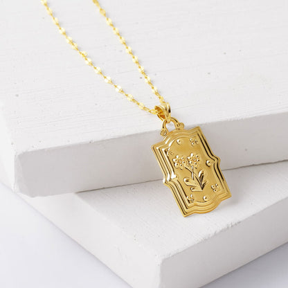 14K Yellow Gold Retro Gemini Zodiac Necklace