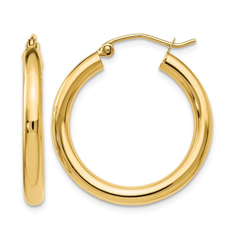 14K Yellow Gold Polished Hoop Earrings