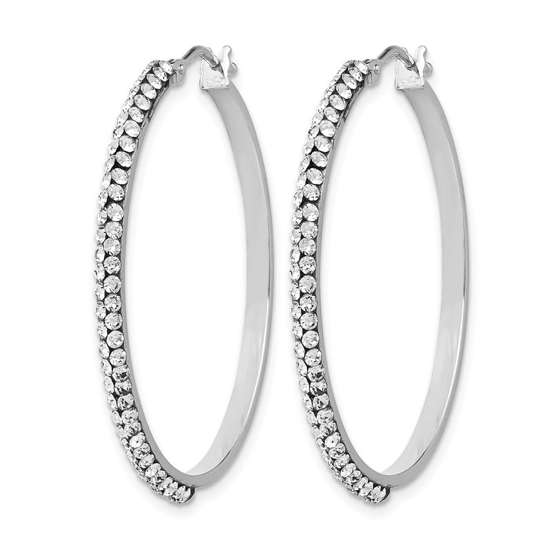 14K Yellow & Rhodium W/Wht Rh-Plating Crystals From Swarovski Hoop Earrings