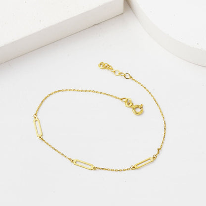 14K Yellow Gold Minimalist Paperclip Bracelet