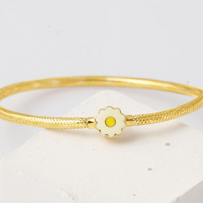 14K Yellow Gold Daisy Italian Children's Bangle