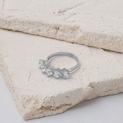 14K White Gold Five Stone Cubic Zirconia Ring (2.75 g)