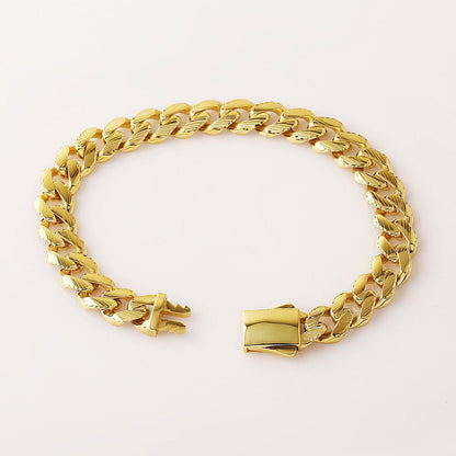 14K Yellow Gold Sparkling Curb Bracelet