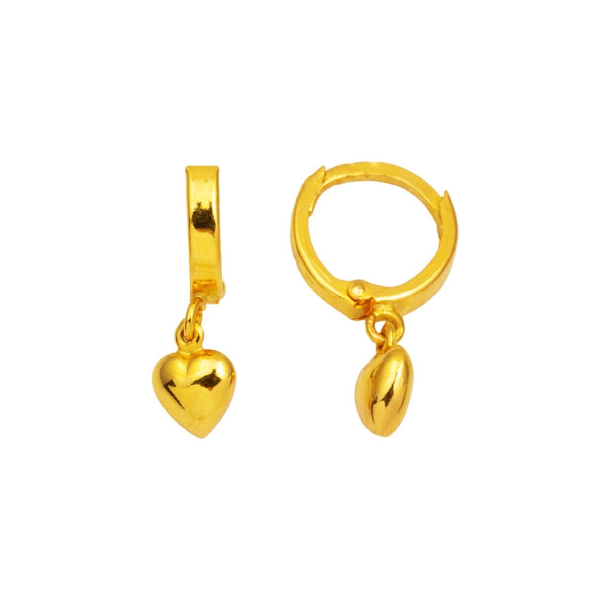 22K Yellow Gold Heart Dangle Earrings (2.5 g)