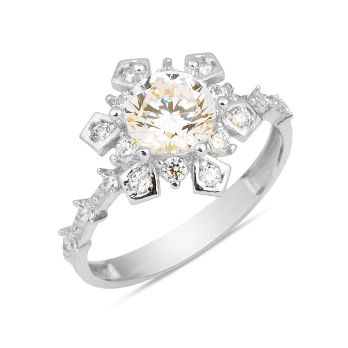 14K White Gold Serenay Solitaire Cubic Zirconia Ring