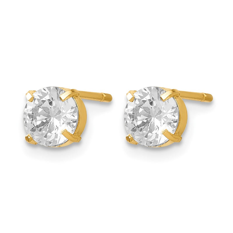 14K Yellow Gold Cz Stud 5.0mm Earrings