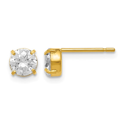 14K Yellow Gold Cz Stud 5.0mm Earrings