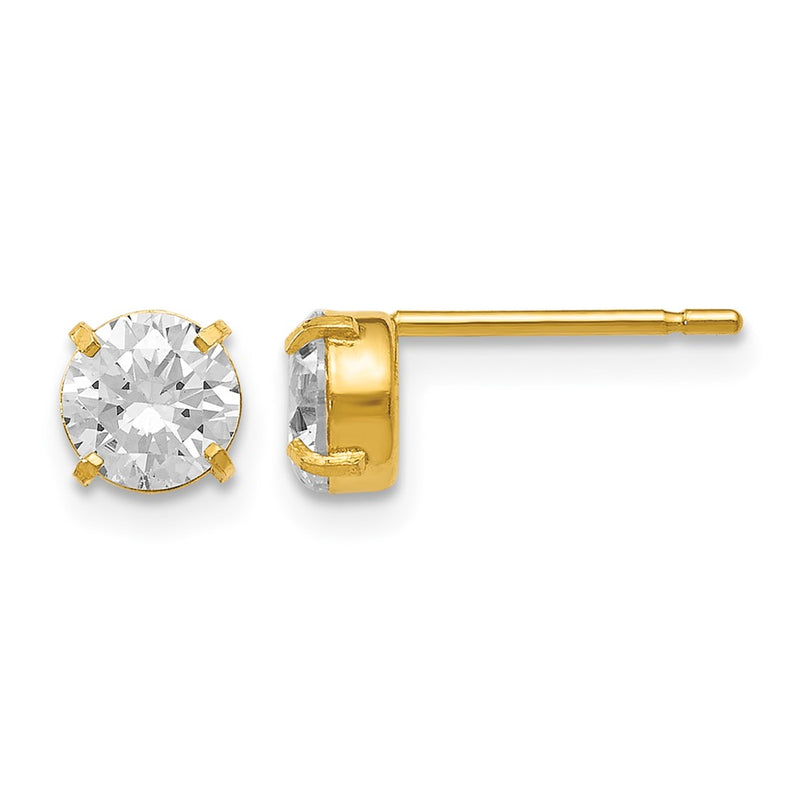 14K Yellow Gold Cz Stud 5.0mm Earrings