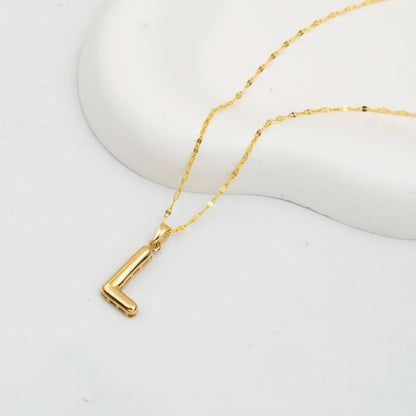 14K Yellow Gold Balloon Initial L Necklace
