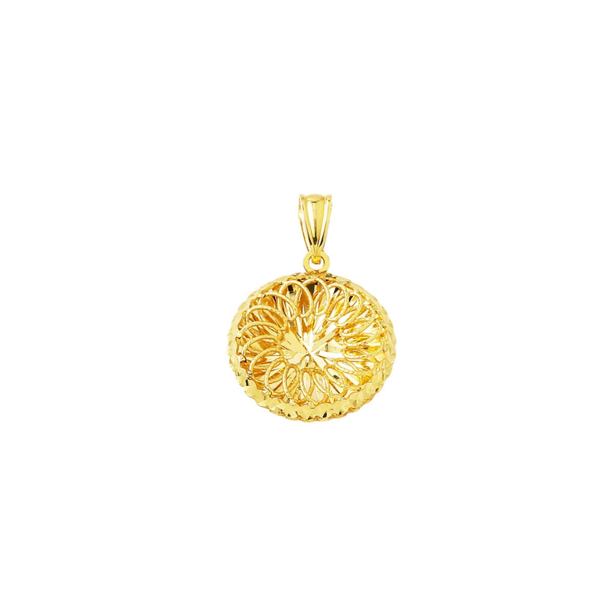 14K Yellow Gold Filigree Engraved Pendant