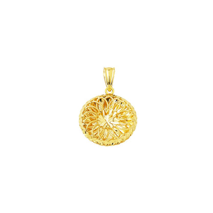 14K Yellow Gold Filigree Engraved Pendant