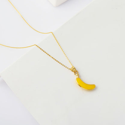 14K Yellow Gold Banana Fruit Necklace