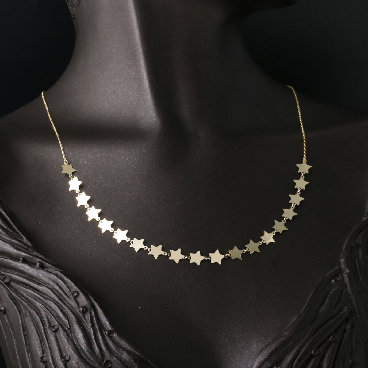 14K Yellow Gold Star Chain Necklace