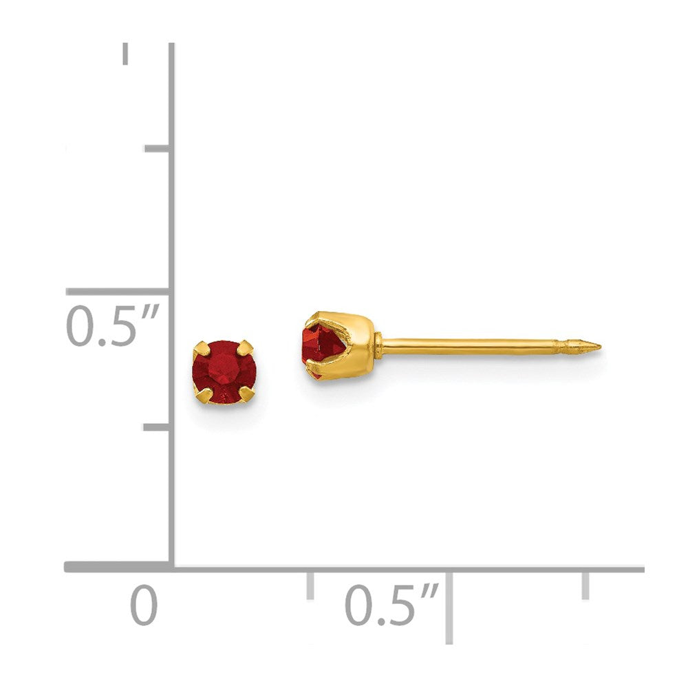 Fashion Inverness 24K Plated July Red Crystal Birthstone Earrings
