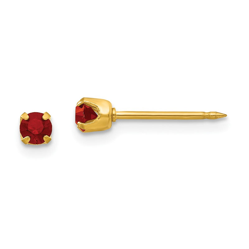 Fashion Inverness 24K Plated July Red Crystal Birthstone Earrings