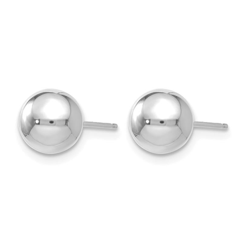 14K White Gold Polished 7mm Ball Post Earrings