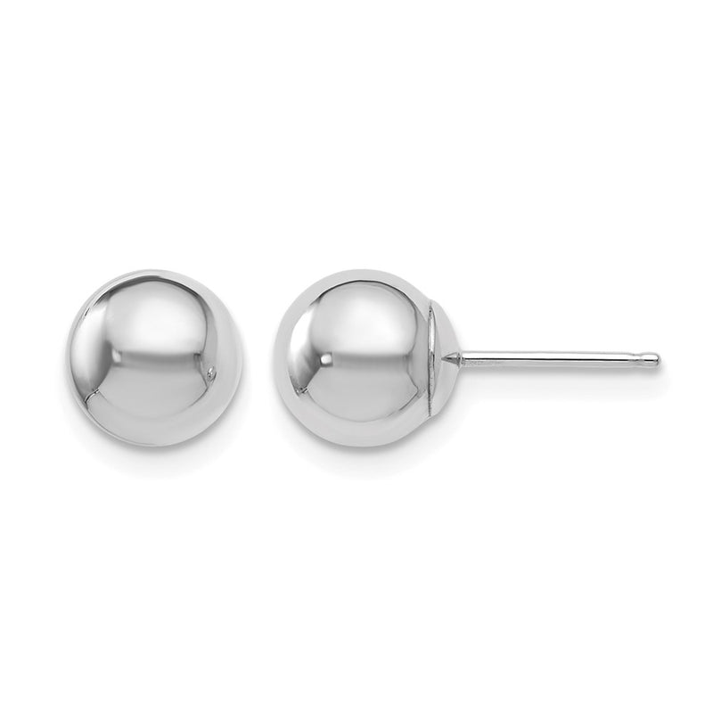 14K White Gold Polished 7mm Ball Post Earrings