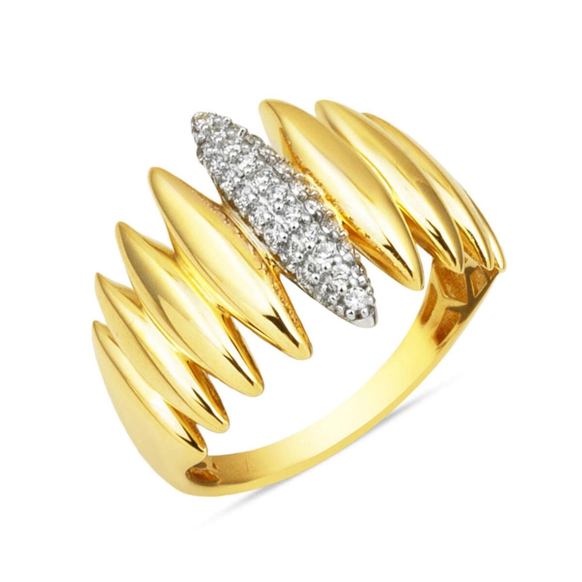 14K Yellow Gold Ellipse Cubic Zirconia Ring