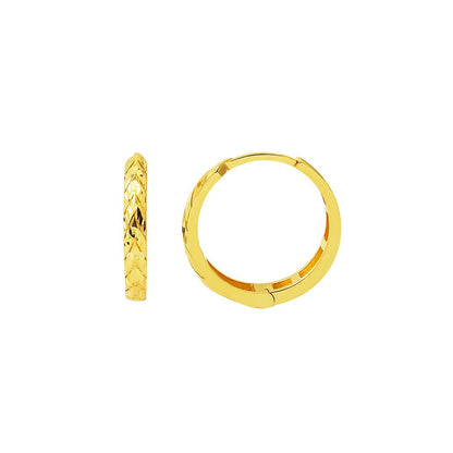 14K Yellow Gold Wheat Double Sided Hoop Earrings