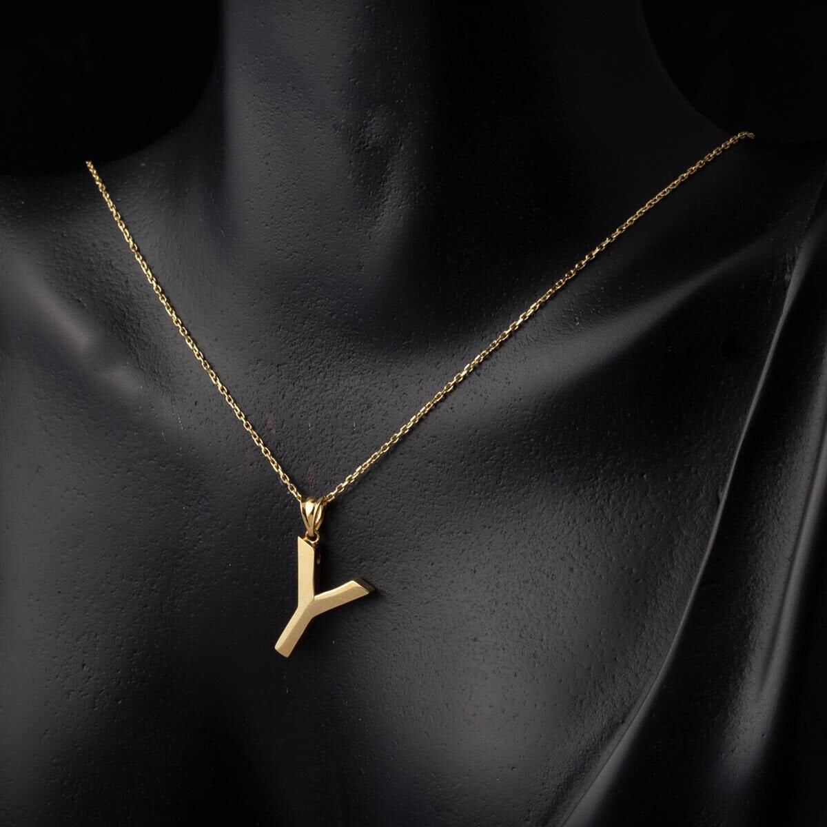 14K Yellow Gold Classic Y Initial Necklace