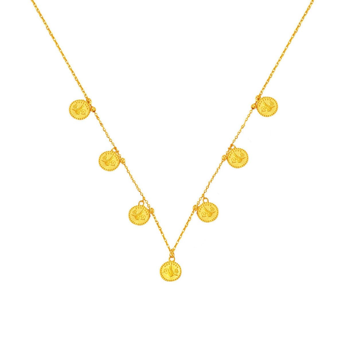 22K Yellow Gold Ottoman Tughra Stacked Necklace