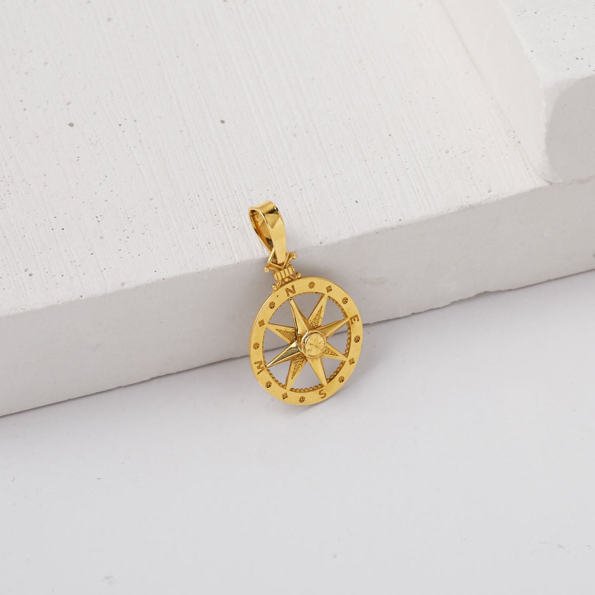 14K Yellow Gold Compass Pendant