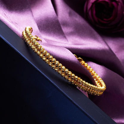 22K Yellow Gold Dorissa Bead Hinged Cuff Bangle