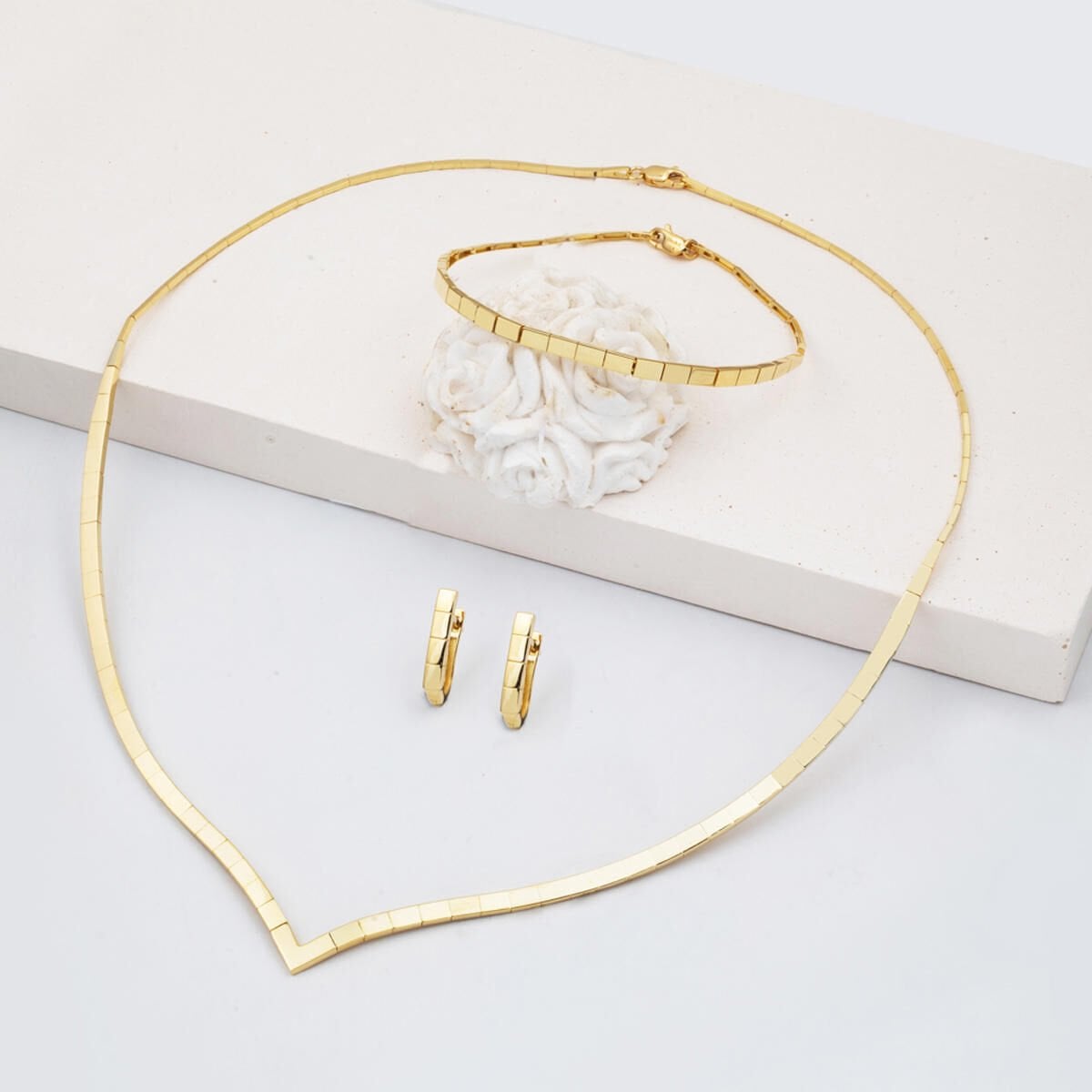 14K Yellow Gold Chevron Jewelry Set