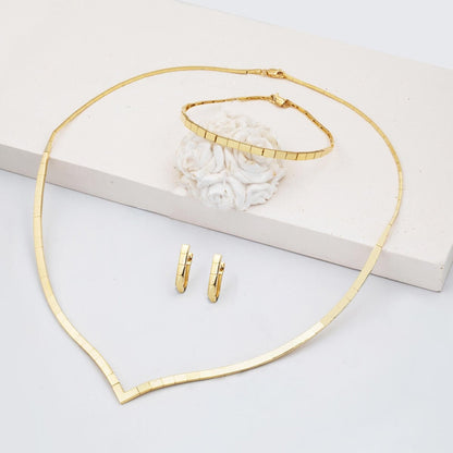 14K Yellow Gold Chevron Jewelry Set