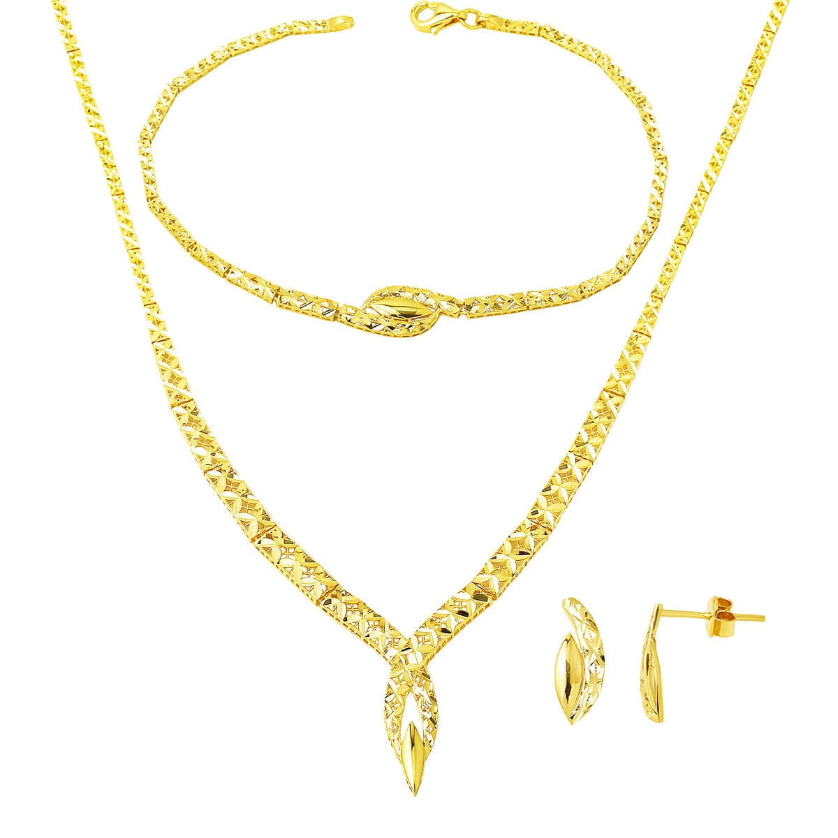 14K Yellow Gold Teardrop Six Wedding Set