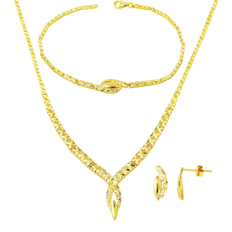 14K Yellow Gold Teardrop Six Wedding Set