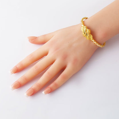 14K Yellow Gold Buckle Indian Style Hinged Cuff Bangle