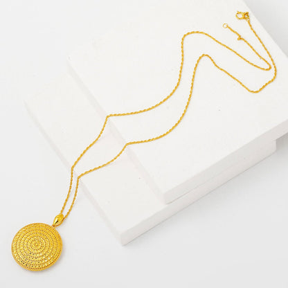 14K Yellow Gold Round Shaped Sparkling Bridal Necklace