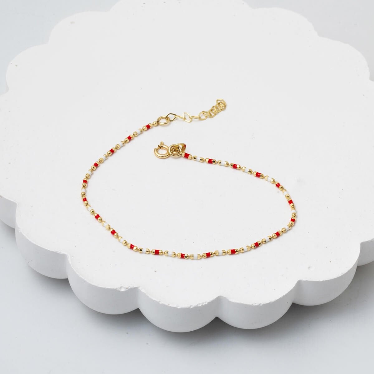 14K Yellow Gold Rose Enamel Bracelet