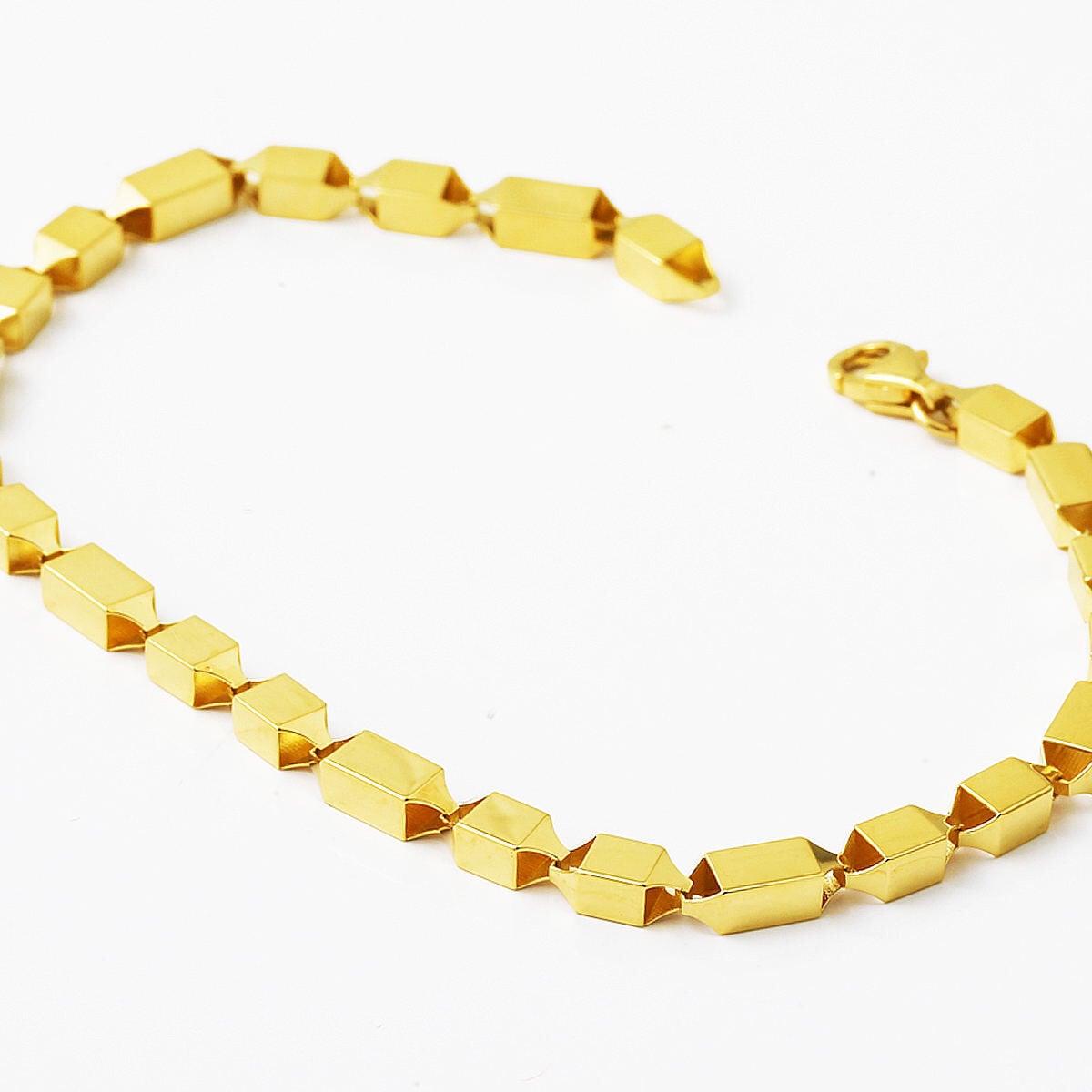 14K Yellow Gold Cube Modern Bracelet