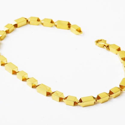 14K Yellow Gold Cube Modern Bracelet