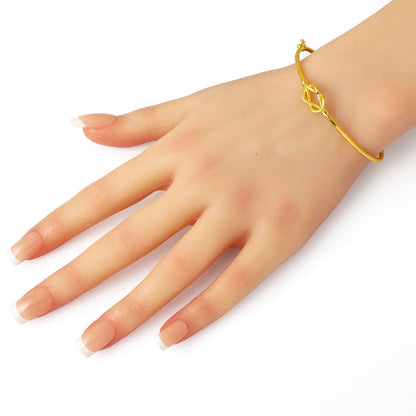 14K Yellow Gold Ajda Knot Hinged Cuff Bangle
