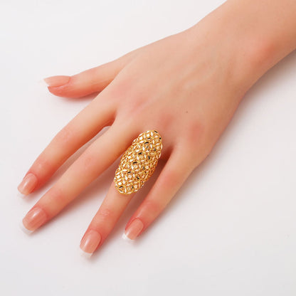 14K Yellow Gold Flower of Life Marquise Ring (6.7 g)