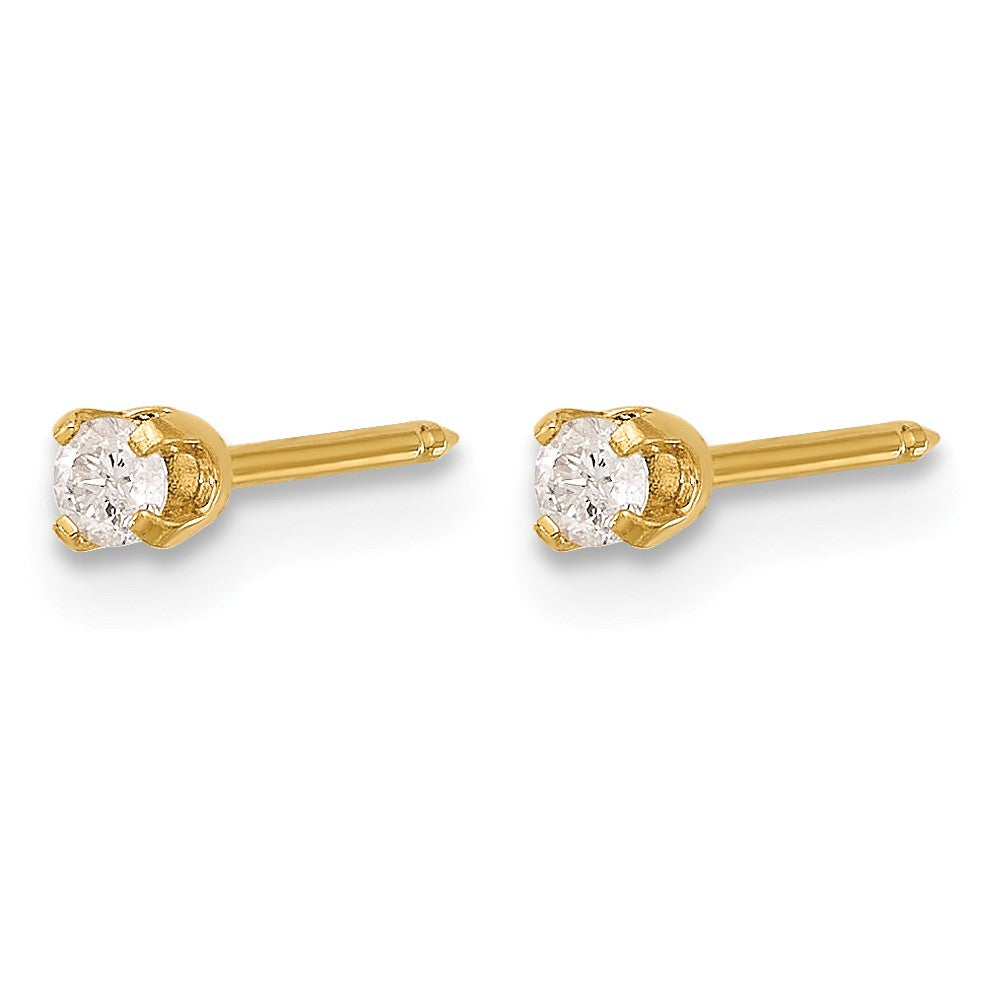 14K Yellow Gold Polished .10ct Diamond Post Earrings