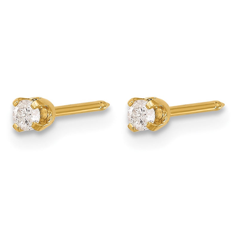 14K Yellow Gold Polished .10ct Diamond Post Earrings